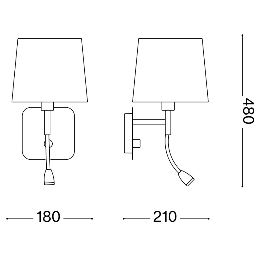 Ideal Lux - LED Fleksibilna stenska svetilka NORDIK 1xE14/40W + LED/1,5W/230V