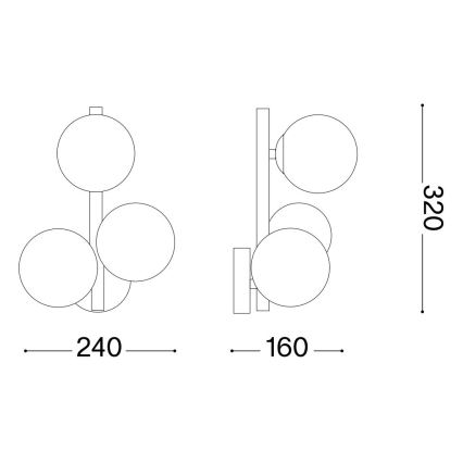 Ideal Lux - LED Stenska svetilka PERLAGE 3xG9/3W/230V črna/dimna