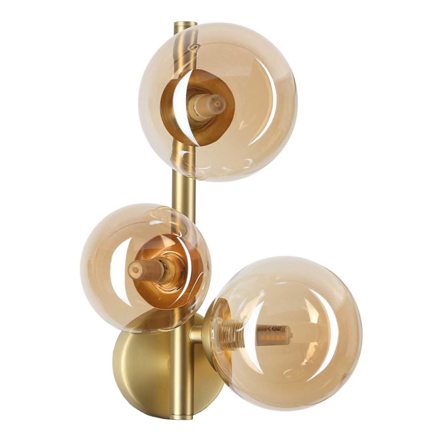 Ideal Lux - LED Stenska svetilka PERLAGE 3xG9/3W/230V zlata/dimna