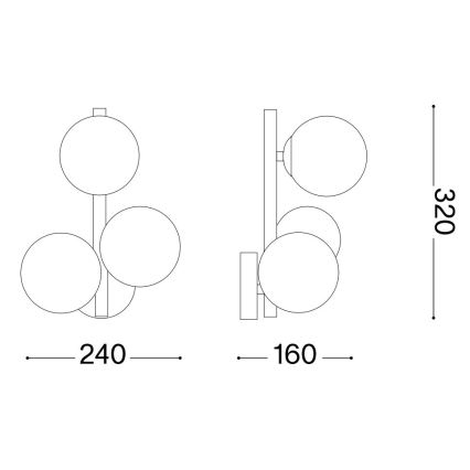 Ideal Lux - LED Stenska svetilka PERLAGE 3xG9/3W/230V zlata/dimna