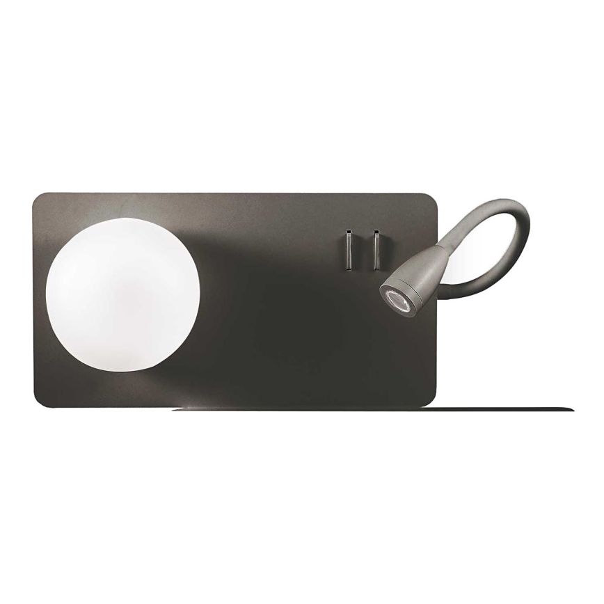 Ideal Lux - LED Stenska svetilka z malo svetilko BOOK 1xG9/28W + LED/3W/230V USB črna