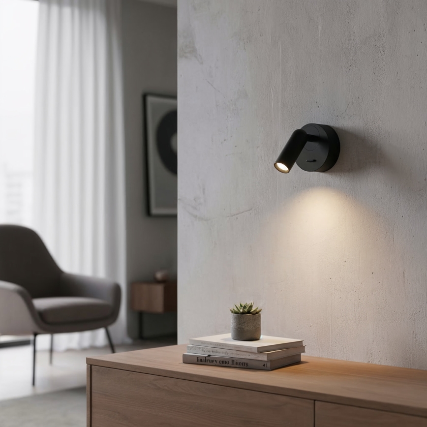 Ideal Lux - LED Stenski reflektor BEAN LED/3W/230V CRI 90 črna