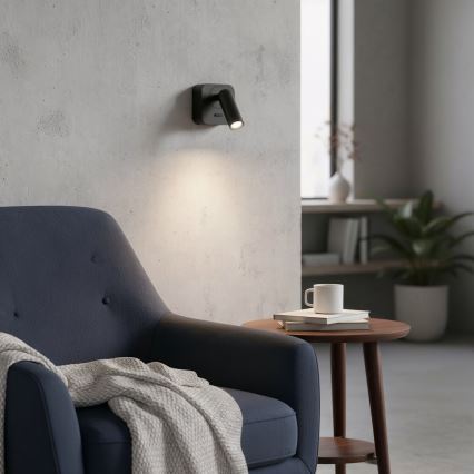 Ideal Lux - LED Stenski reflektor BEAN LED/3W/230V CRI 90 črna