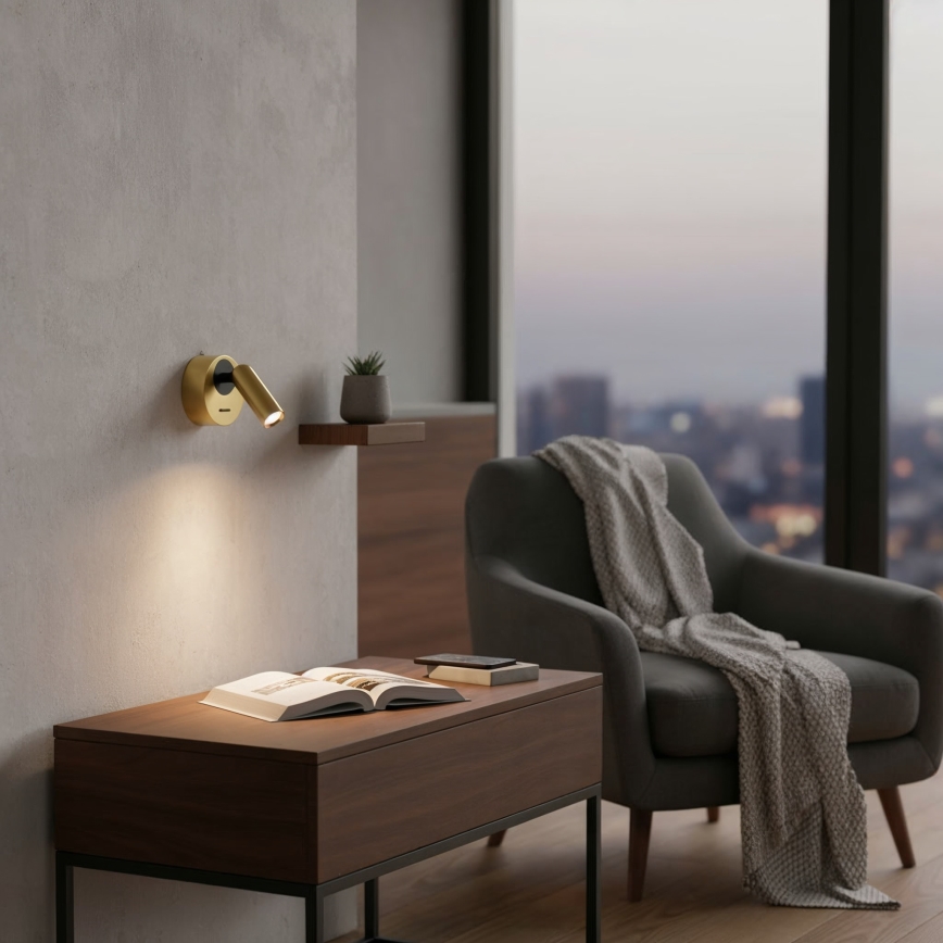 Ideal Lux - LED Stenski reflektor BEAN LED/3W/230V CRI 90 medenina