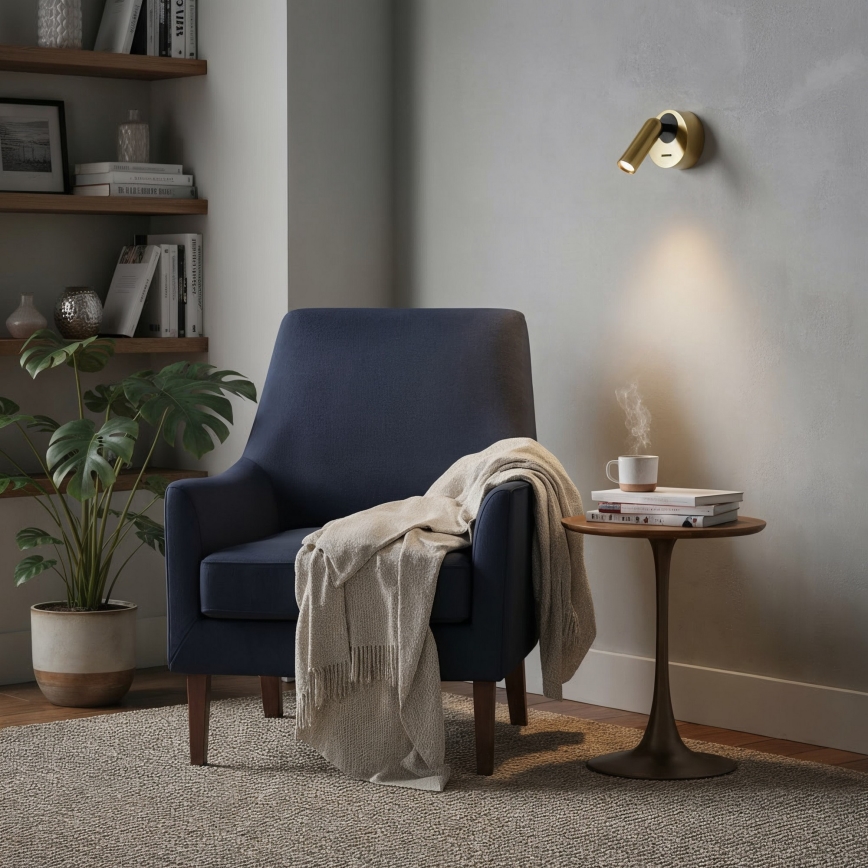 Ideal Lux - LED Stenski reflektor BEAN LED/3W/230V CRI 90 medenina