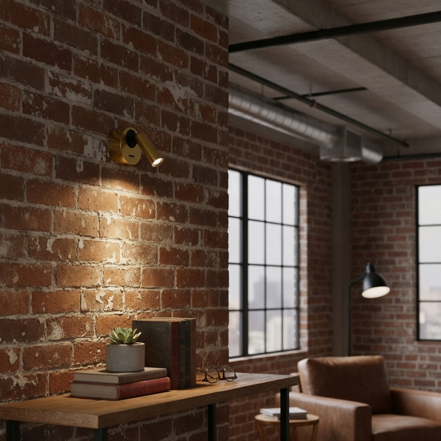 Ideal Lux - LED Stenski reflektor BEAN LED/3W/230V CRI 90 medenina