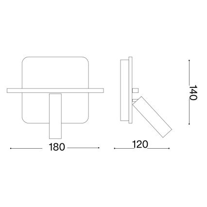 Ideal Lux - LED Stenski reflektor PIANO LED/11,5W/230V USB črna