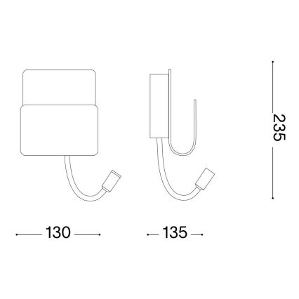 Ideal Lux - LED Stenski reflektor s fleksibilno malo svetilko PROBE LED/9,5W/230V USB CRI 90 bela