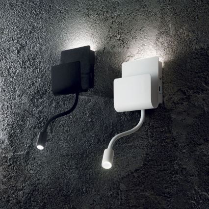 Ideal Lux - LED Stenski reflektor s fleksibilna mala svetilka PROBE LED/9,5W/230V USB CRI 90 črna