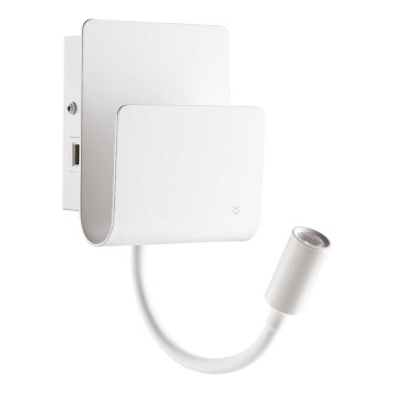 Ideal Lux - LED Stenski reflektor s fleksibilno malo svetilko PROBE LED/9,5W/230V USB CRI 90 bela
