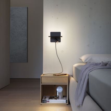 Ideal Lux - LED stensko točkovno svetilo PIANO LED/10W/230V CRI 90 USB črna