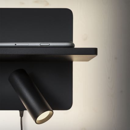 Ideal Lux - LED stensko točkovno svetilo PIANO LED/10W/230V CRI 90 USB črna