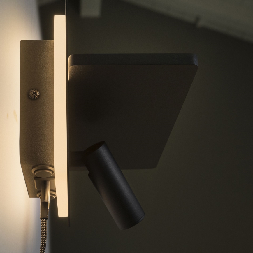 Ideal Lux - LED stensko točkovno svetilo PIANO LED/10W/230V CRI 90 USB črna