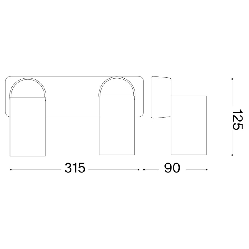 Ideal Lux - LED stensko točkovno svetilo RUDY 2xGU10/7W/230V CRI 90 črna