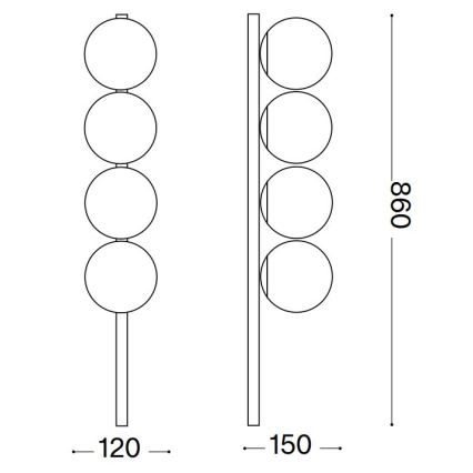 Ideal Lux - LED Stropna svetilka BINOMIO 4xG9/3W/230V črna