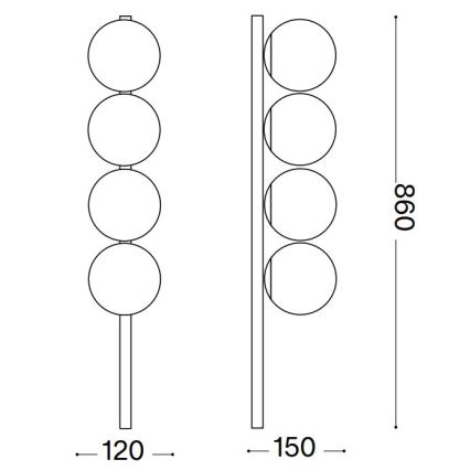 Ideal Lux - LED Stropna svetilka BINOMIO 4xG9/3W/230V zlata