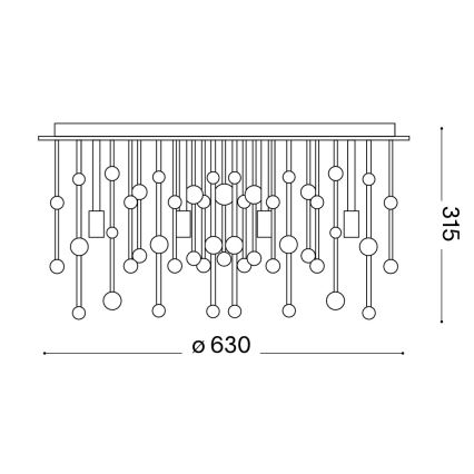 Ideal Lux - LED stropna svetilka NEVE 12xG9/3W/230V, premer 63 cm, sijajni krom