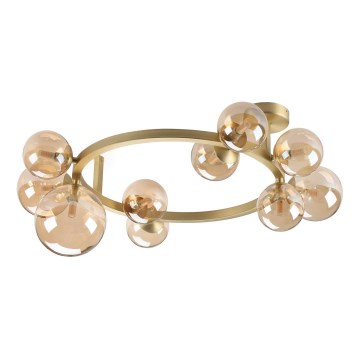 Ideal Lux - LED stropna svetilka PERLAGE 10xG9/3W/230V, premer 70 cm, zlata/dimno bež