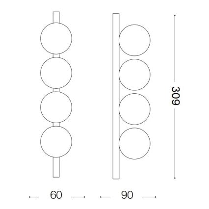 Ideal Lux - LED Stropna svetilka PING PONG 4xLED/3W/230V CRI 90 črna