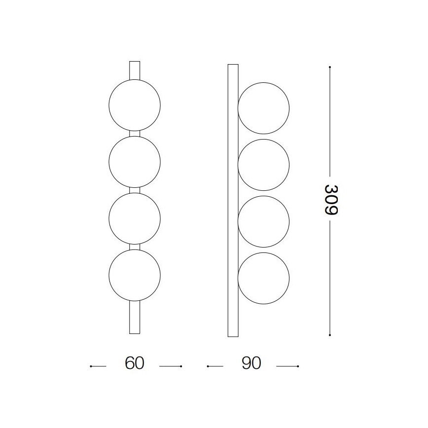Ideal Lux - LED Stropna svetilka PING PONG 4xLED/3W/230V CRI 90 črna
