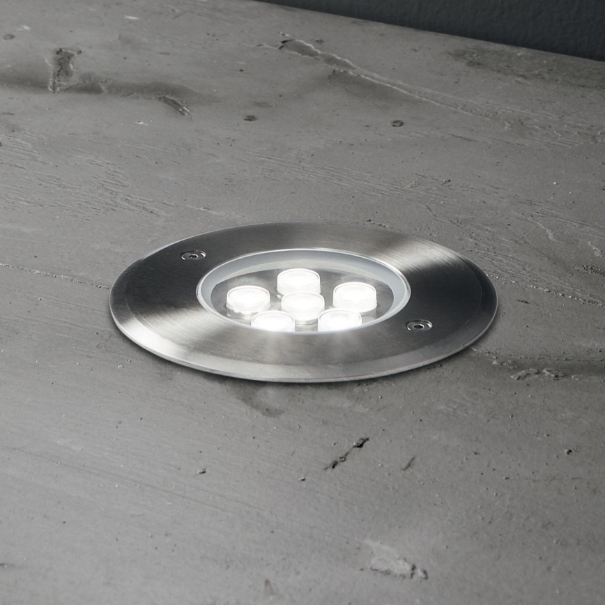 Ideal Lux - LED Svetilka za dovozno pot FLOOR LED/6W/230V pr. 12 cm CRI 90 IP67 sijajni krom