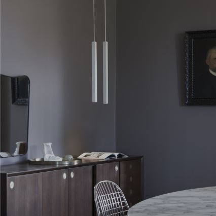 Ideal Lux - LED viseča svetilka na kablu LOOK 1xGU10/7W/230V CRI 90 premer 6 cm bela