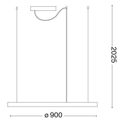 Ideal Lux - ORACLE SLIM LED viseči lestenec, 53 W, 230 V, 2700 K, CRI 90, premer 90 cm, črna