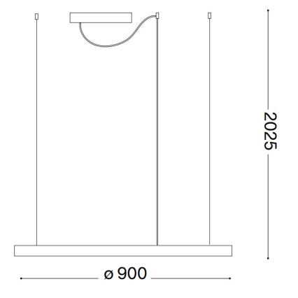 Ideal Lux - LED Zatemnitveni lestenec na vrvici ORACLE SLIM LED/42W/230V 4000K pr. 90 cm CRI 90 črna