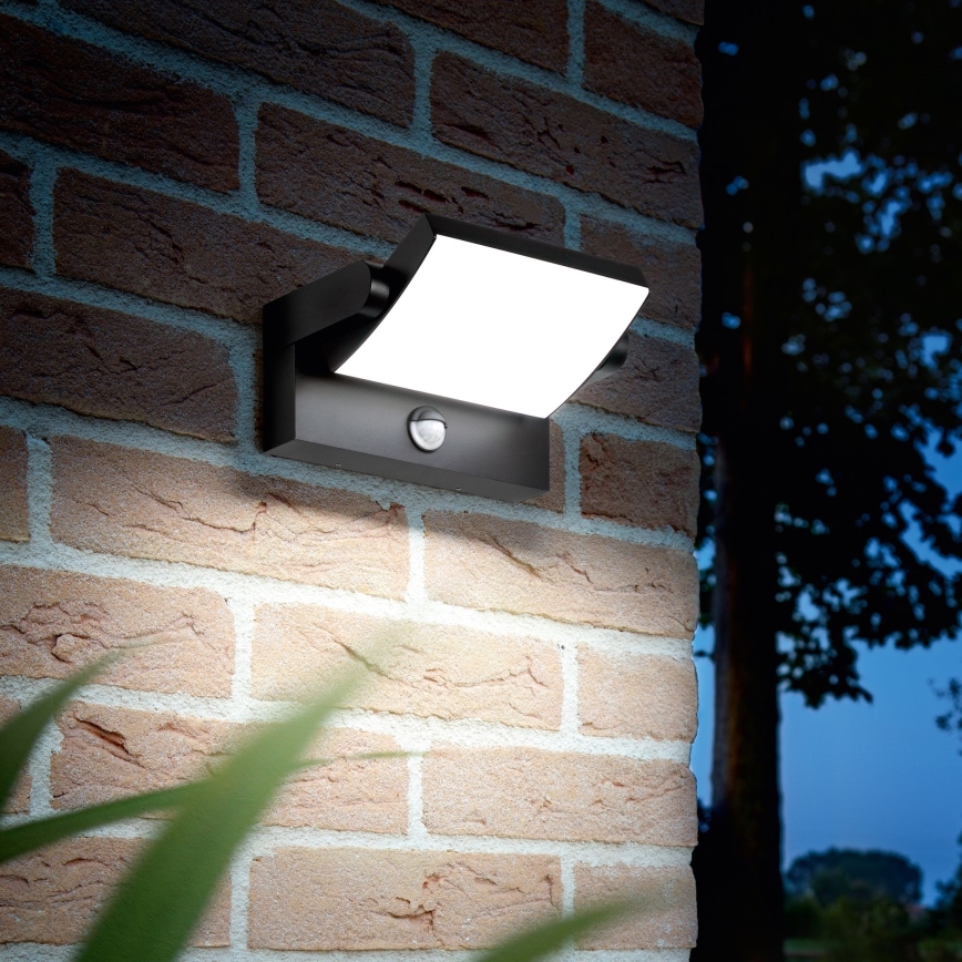 Ideal Lux - LED Zunanja stenska svetilka s senzorjem SWIPE LED/21W/230V CRI 90 IP54 črna