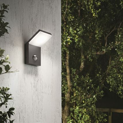 Ideal Lux - zunanja LED svetilka s senzorjem STYLE LED/9W/230V 4000K CRI 90 IP54 antracit