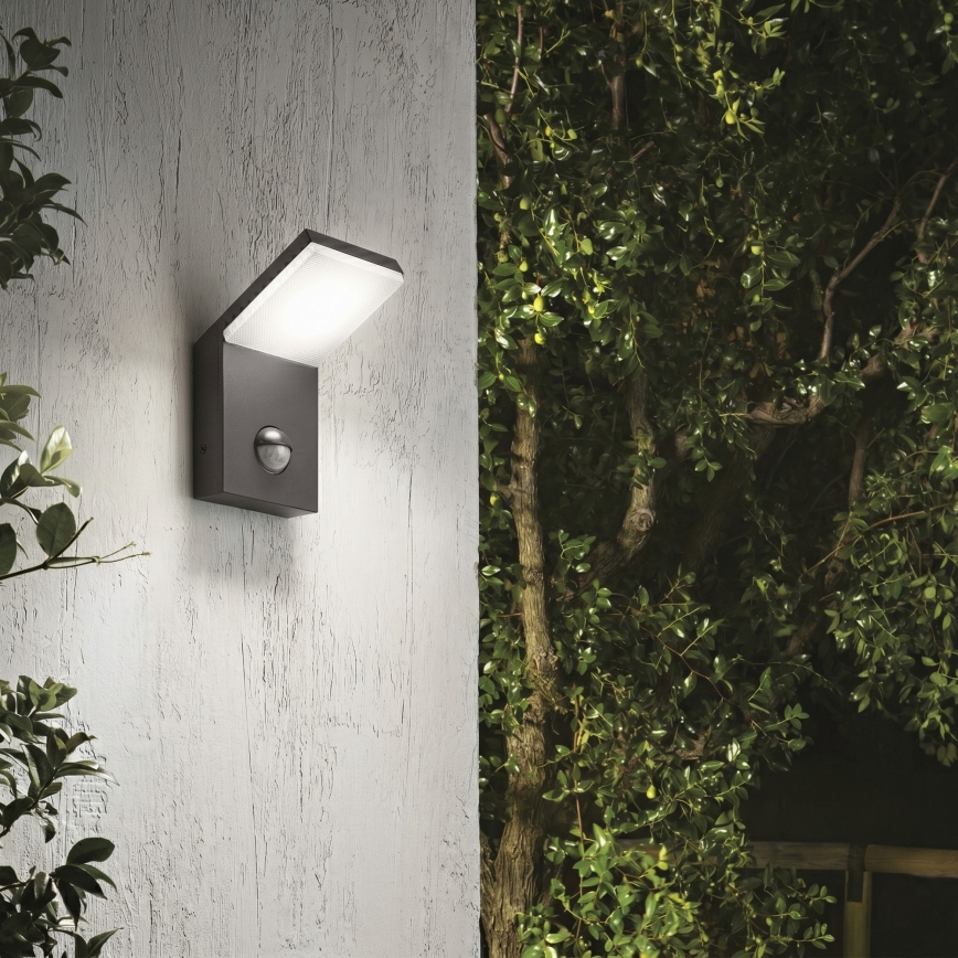 Ideal Lux - zunanja LED svetilka s senzorjem STYLE LED/9W/230V 4000K CRI 90 IP54 antracit