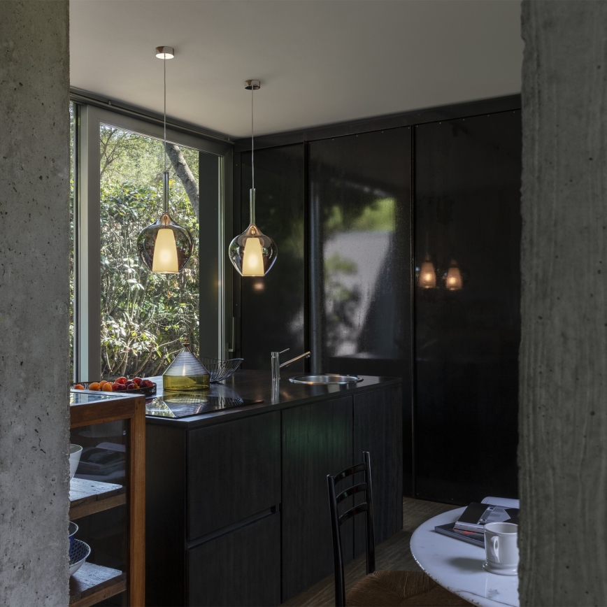 Ideal Lux - Lestenec na kablu KALIQUE 1xE27/42W/230V, premer 18 cm, dimno črna