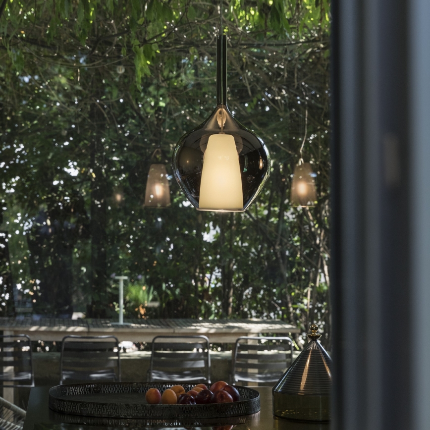 Ideal Lux - Lestenec na kablu KALIQUE 1xE27/42W/230V, premer 18 cm, dimno črna