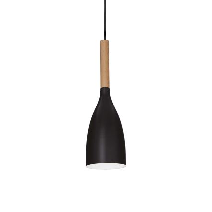 Ideal Lux - Lestenec na kablu MANHATTAN 1xE14/40W/230V premer 11 cm črna/bukev