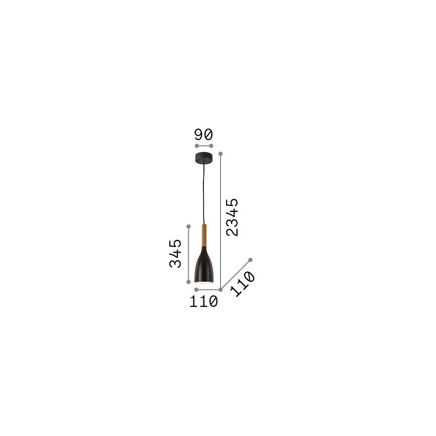 Ideal Lux - Lestenec na kablu MANHATTAN 1xE14/40W/230V premer 11 cm črna/bukev