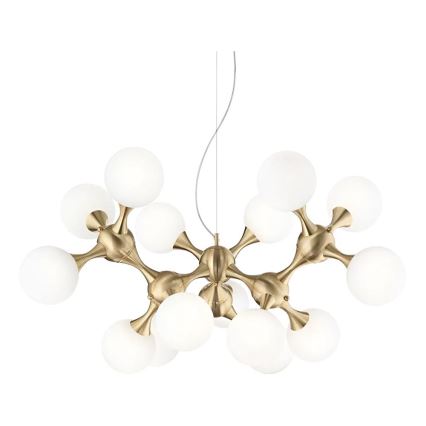 Ideal Lux - Lestenec na kablu NODI 15xE14/28W/230V Ø 105 cm medenina/bela