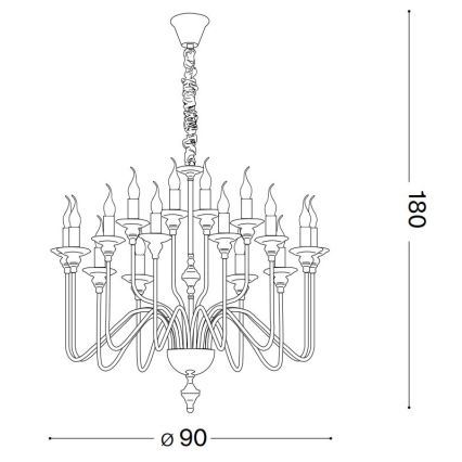 Ideal Lux - Lestenec na verigi ARTU 16xE14/40W/230V pr. 90 cm sijajni krom