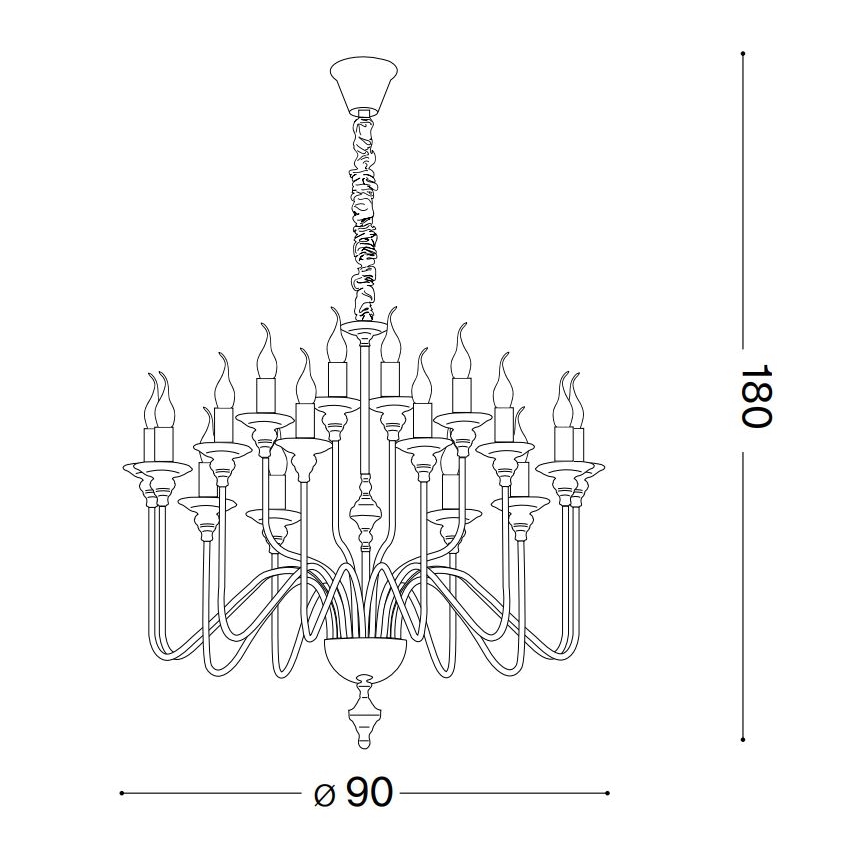 Ideal Lux - Lestenec na verigi ARTU 16xE14/40W/230V pr. 90 cm sijajni krom