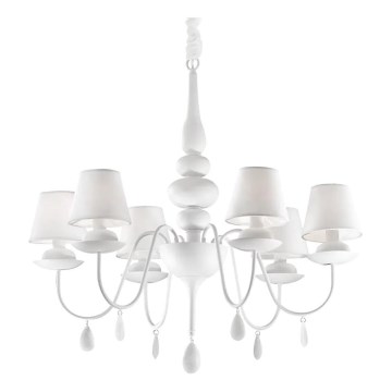 Ideal Lux - Lestenec na verigi BLANCHE 6xE14/40W/230V pr. 75 cm bela