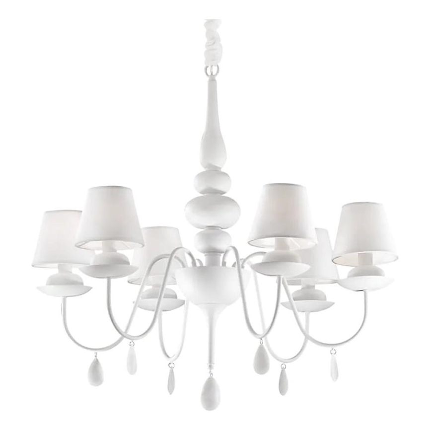 Ideal Lux - Lestenec na verigi BLANCHE 6xE14/40W/230V pr. 75 cm bela