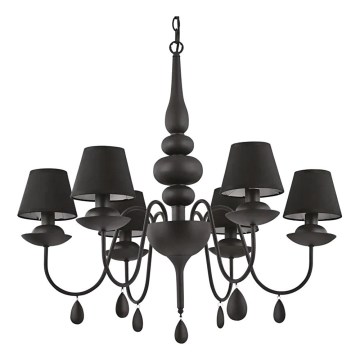 Ideal Lux - Lestenec na verigi BLANCHE 6xE14/4W/230V pr. 75 cm črna