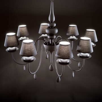 Ideal Lux - Lestenec na verigi BLANCHE 8xE14/40W/230V pr. 92 cm črna