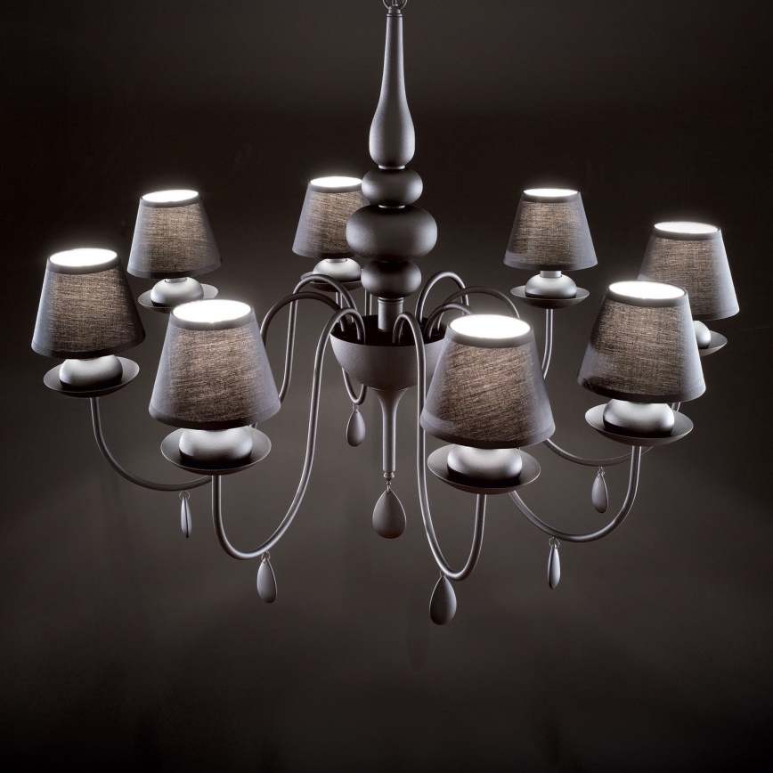 Ideal Lux - Lestenec na verigi BLANCHE 8xE14/40W/230V pr. 92 cm črna