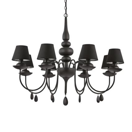Ideal Lux - Lestenec na verigi BLANCHE 8xE14/40W/230V pr. 92 cm črna
