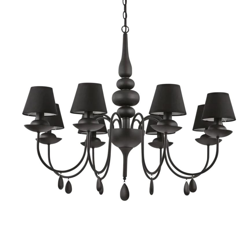 Ideal Lux - Lestenec na verigi BLANCHE 8xE14/40W/230V pr. 92 cm črna