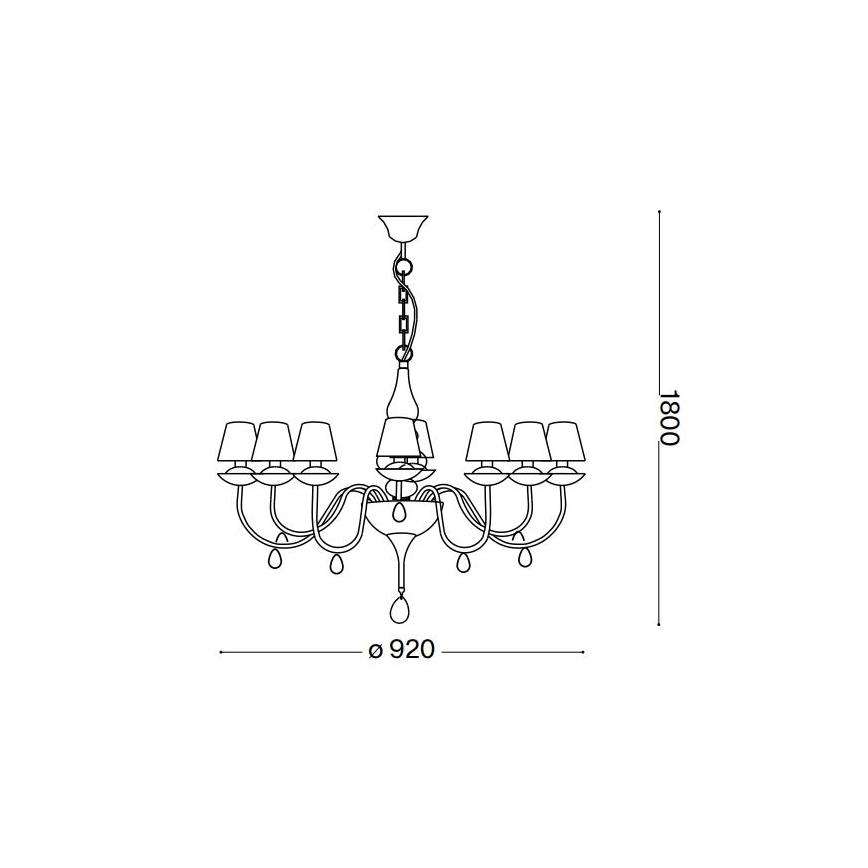 Ideal Lux - Lestenec na verigi BLANCHE 8xE14/40W/230V pr. 92 cm črna
