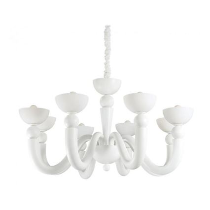 Ideal Lux - Lestenec na verigi BON BON 8xE14/28W/230V premer 95,5 cm bela
