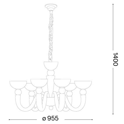 Ideal Lux - Lestenec na verigi BON BON 8xE14/28W/230V premer 95,5 cm bela