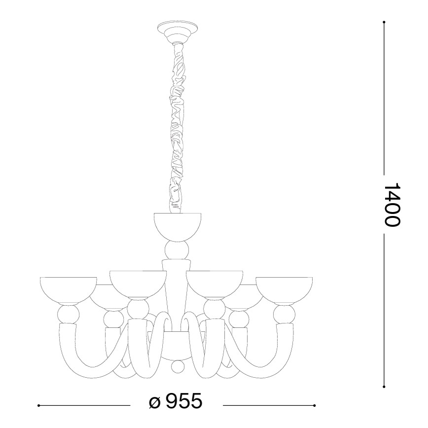 Ideal Lux - Lestenec na verigi BON BON 8xE14/28W/230V premer 95,5 cm bela
