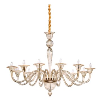 Ideal Lux - Lestenec na verigi BRIGITTA 12xE14/40W/230V pr. 120 cm medenina